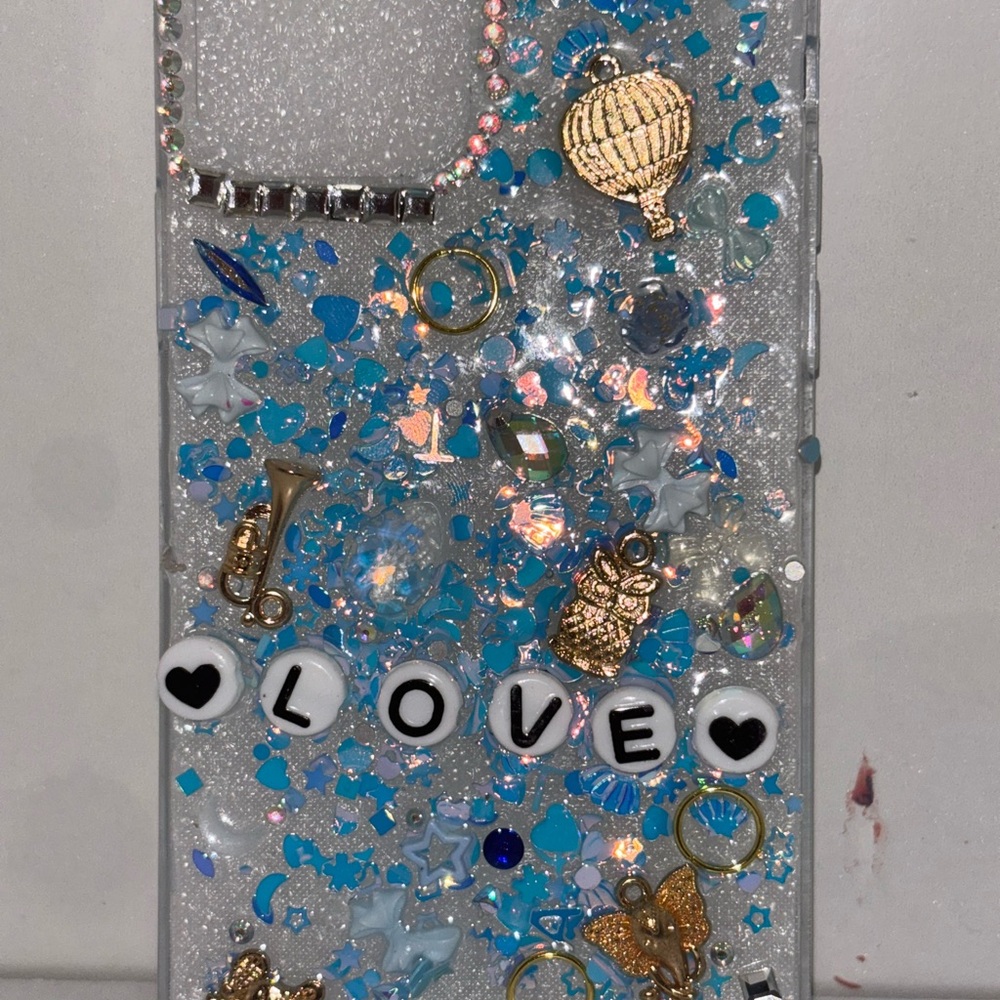 Blue and Gold Liquid Glitter Phone Cover